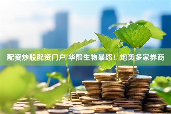 配资炒股配资门户 华熙生物暴怒！炮轰多家券商
